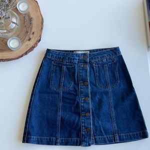 Topshop Moto Button-Fly Denim Skirt
